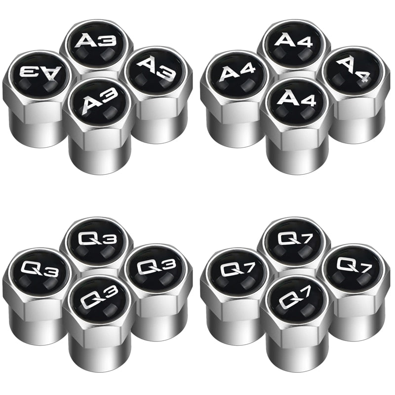  4pcs Bouchon de Valve Voiture Capuchon de Valve Auto pour Audi  S Line S1 S2 S3 S4 S5 S6 S7 S8 SQ2 SQ5, Anti-poussière Valve de Voiture  avec Logo,Noir